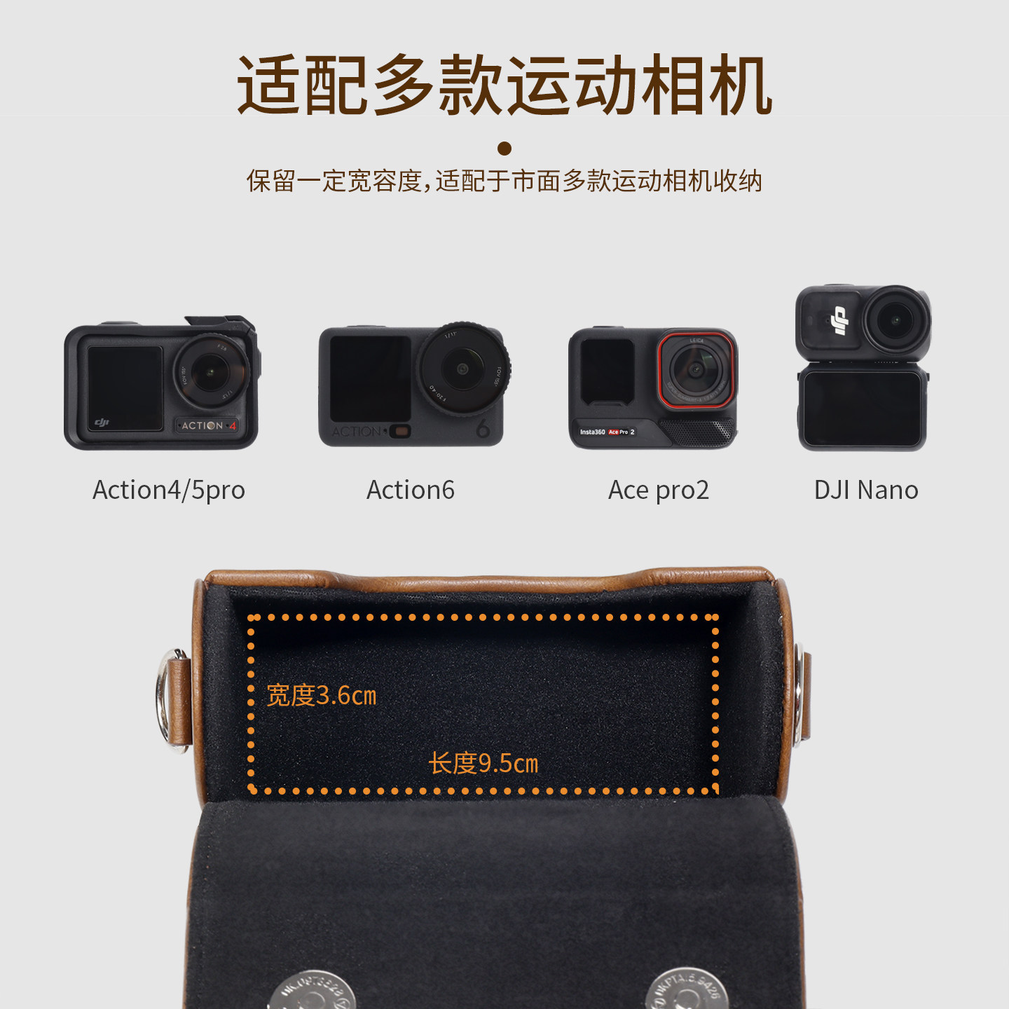 Compatible with DJI Action 6 storage bag, Action 5 Pro/4/Nano/Insta360 camera crossbody portable bag