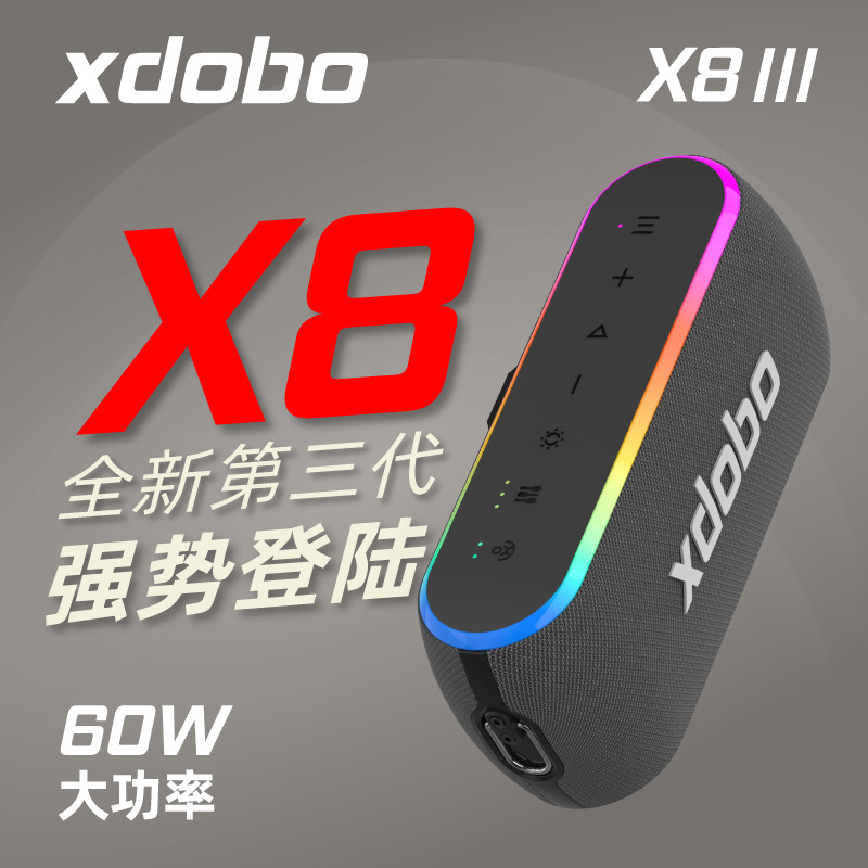xdobo X8III 60W Wireless Bluetooth Speaker RGB Colorful Lights Gift Outdoor Subwoofer