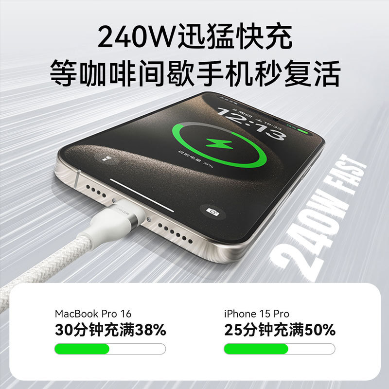 ANKER Anker 240W Skin-Friendly Braided Data Cable C to C Fast Charging Type-C Cable A82E2
