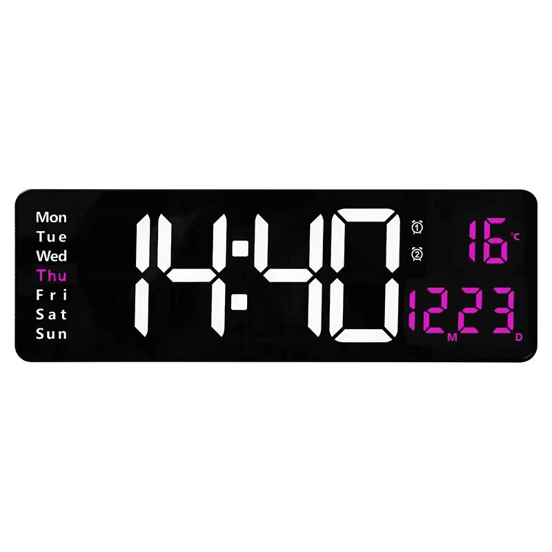 16 Inch Large Screen Function Display Clock Nordic Digital Clock Simple Living Room Wall Clock LED Wall Clock 6626