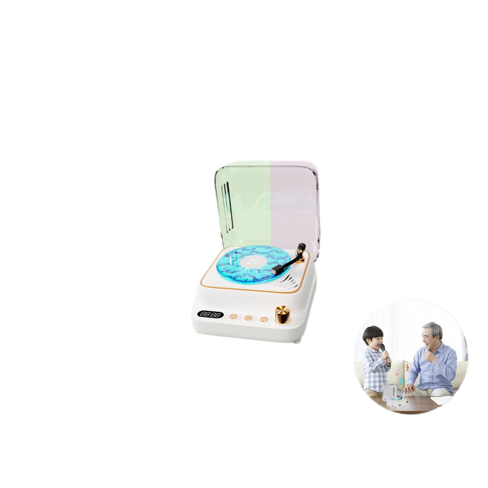 Bluetooth Speaker K Song Microphone All-in-One Microphone Water Ripple Record Player Audio Gift for Women