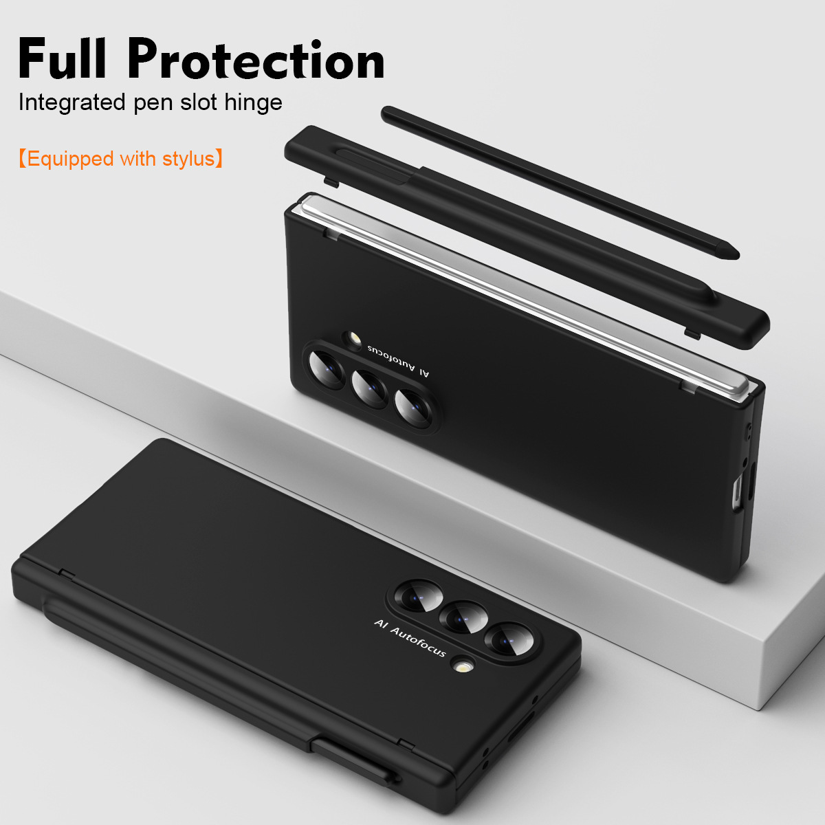 For Samsung Z Fold7 Phone Case New Pen Slot FOLD6 Ultra-Thin Business Solid Color Full Coverage Protective Case with Stylus