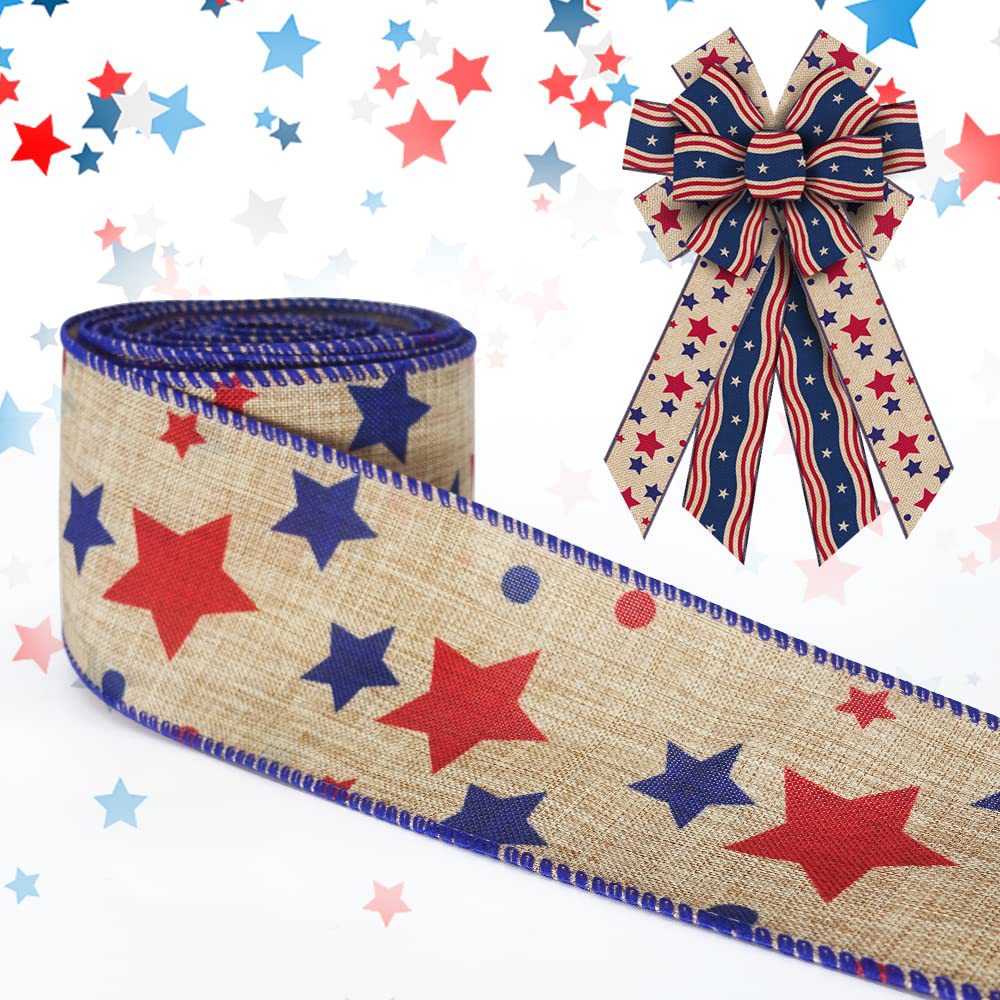 New USA Independence Day Decoration Burlap Bow Memorial Day Patriotic Wreath