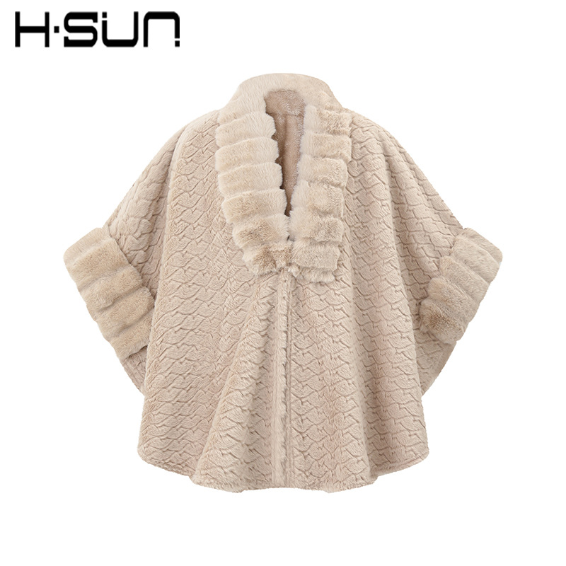 2026 New Faux Fur Rabbit Fur Scarf Women's Knit Cape Small Jacket Women's Autumn and Winter Loose New
