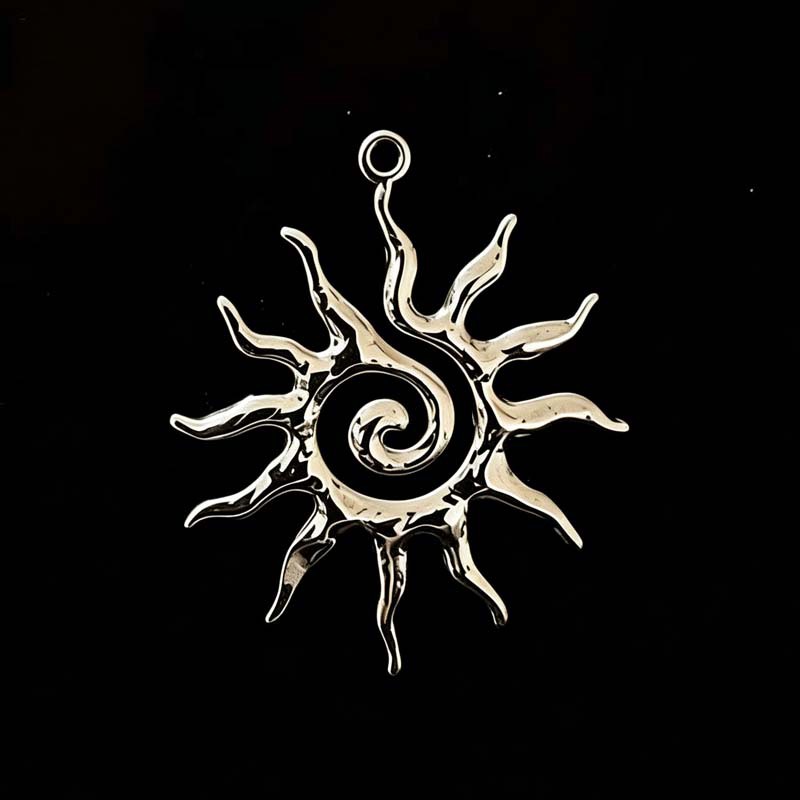 Spiral Sun Pendant Necklace for Women Gold Hollow Pendant Simple Choker