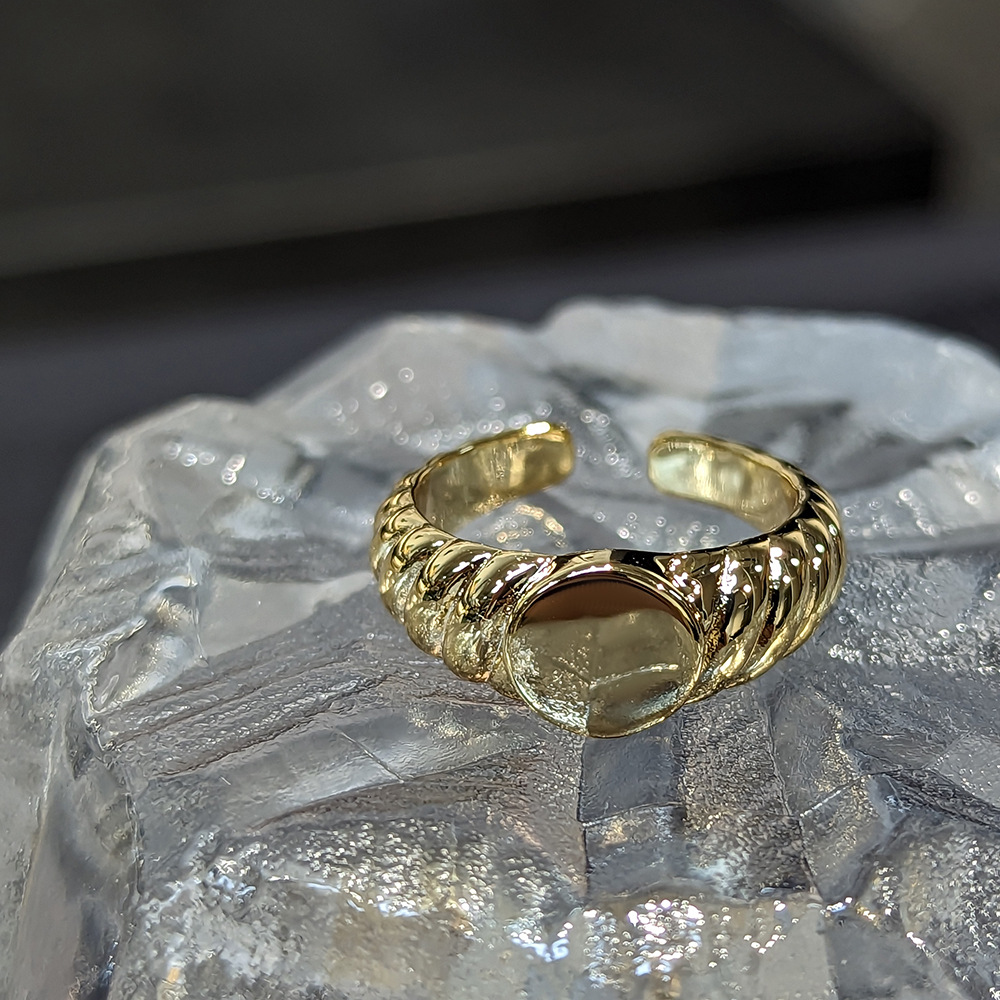 Minimalist Chic Style Simple Gold and Silver Two-Tone Thread Geometric Gold Plated Open Ring