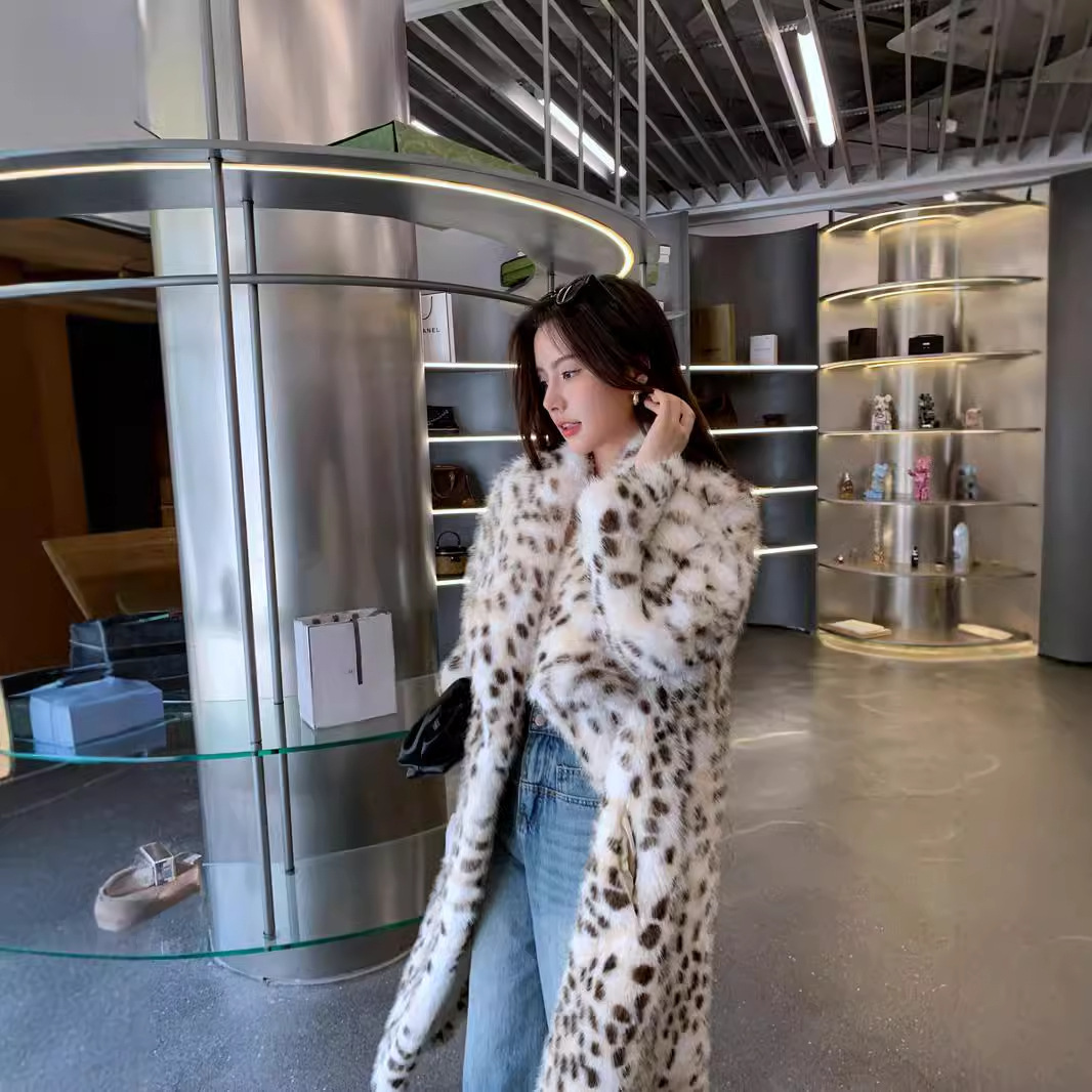 Woven lapel ruffle fur trench coat fox fur raccoon fur faux fur coat