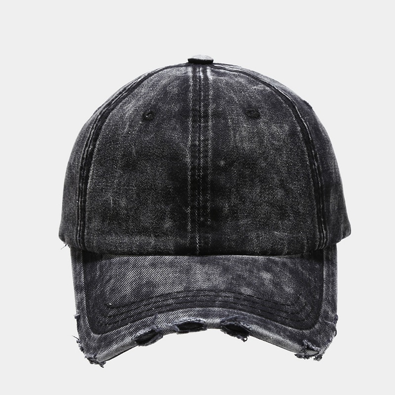 2026 New Washed Distressed Denim Blue Baseball Cap, Soft Top Curved Brim, Ripped and Frayed Duckbill Cap for Women, Street Sun Protection