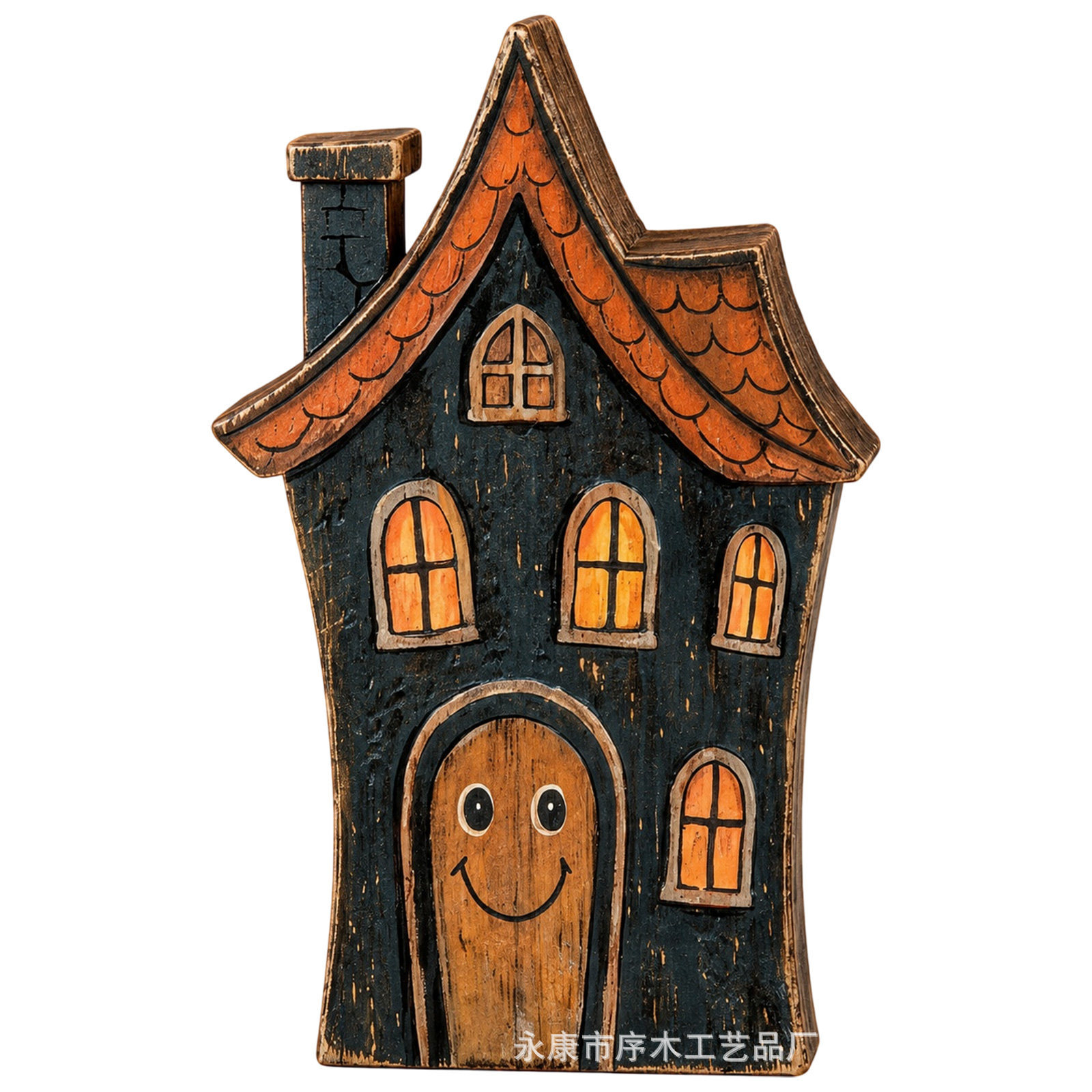 Halloween Wooden Tabletop Tray Ornament Ghost Black Cat Pumpkin Owl Home Window Display Decoration