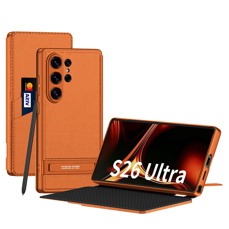 For Samsung S26Ultra Phone Case S25/24Ultra Flip Card Slot Leather Stand Full Coverage Protective Case