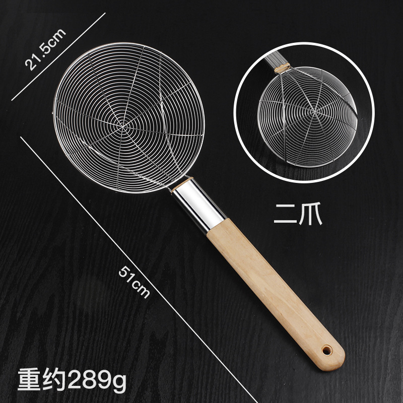Stainless steel colander, large kitchen filter mesh strainer, noodle strainer, commercial large frying colander, wooden handle wire strainer
