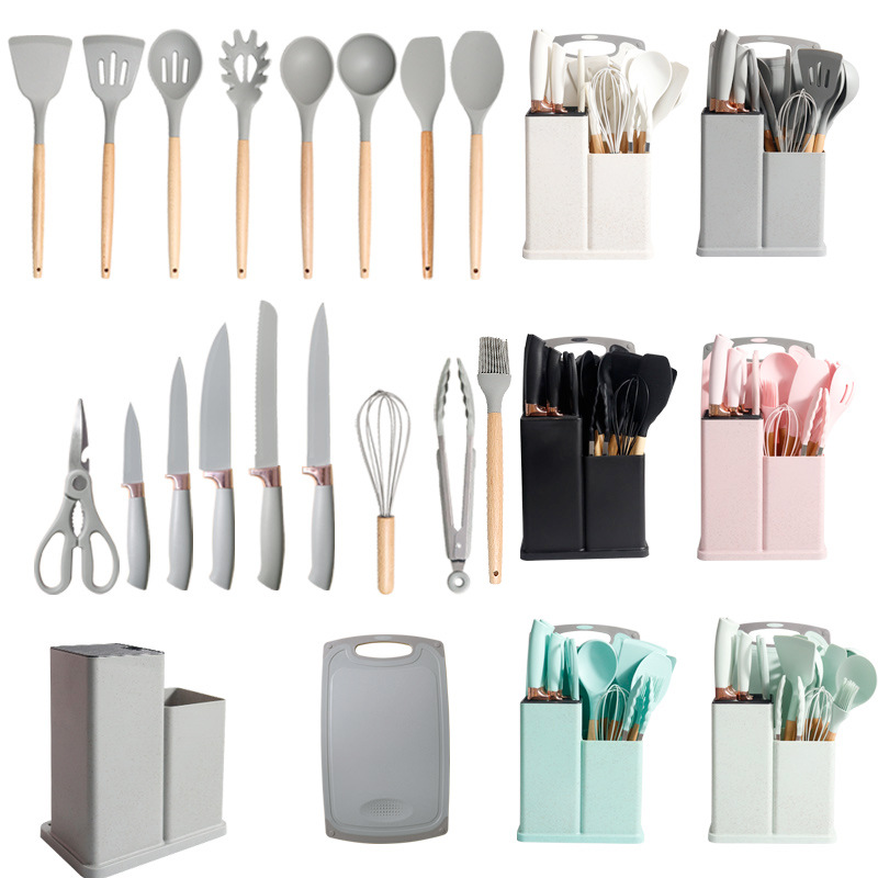 Silicone Spatula and Soup Spoon 19-Piece Set Non-Stick Silicone Spatula Food Grade Silicone Kitchenware Knife Set