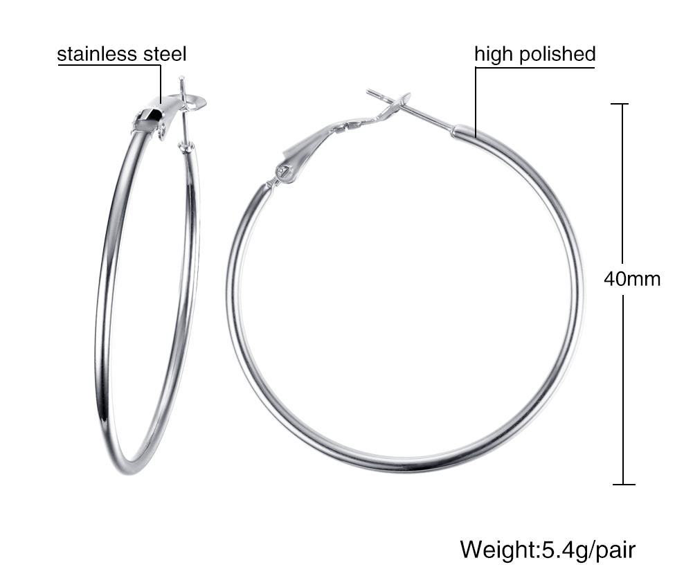 Stainless Steel Circle Earrings Exaggerated Thin Coil Large Ear Jewelry Titanium Steel Women's Accessories