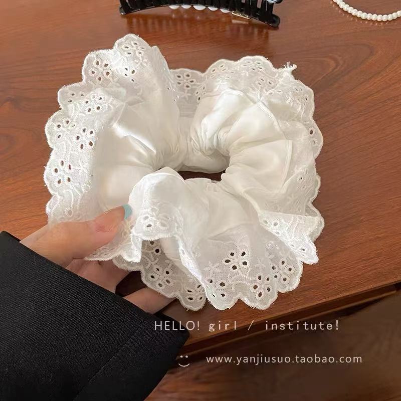 Plaid lace large hair scrunchie for women 2026 new hair tie extra large bun hair accessory head flower