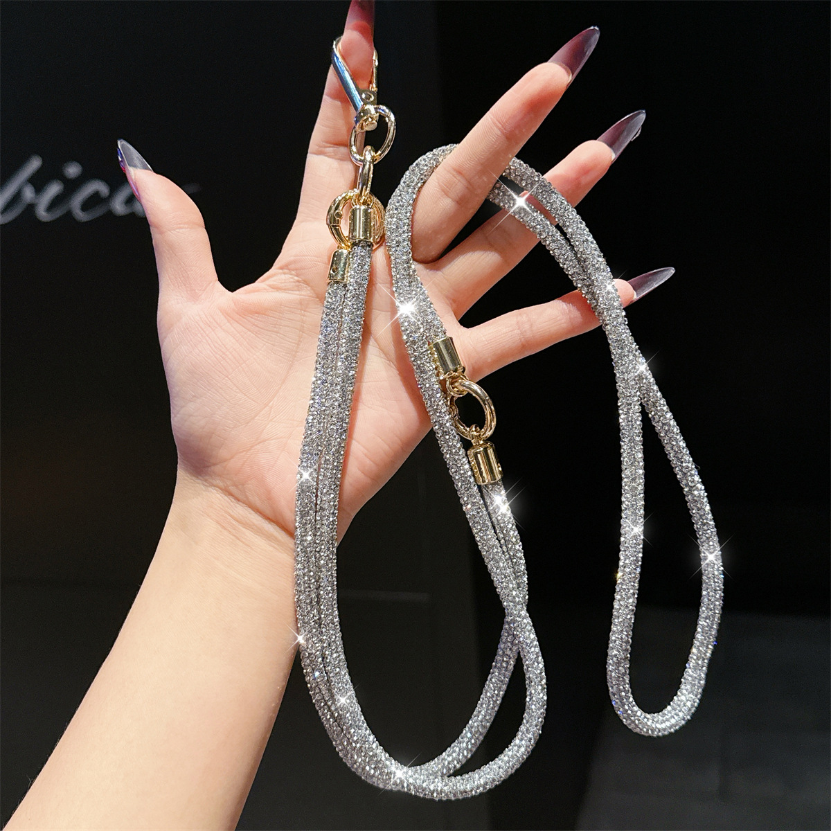 3-in-1 Rhinestone Crossbody Lanyard Luxury Full Diamond Strong Anti-loss Detachable Necklace Hand Chain Anti-loss