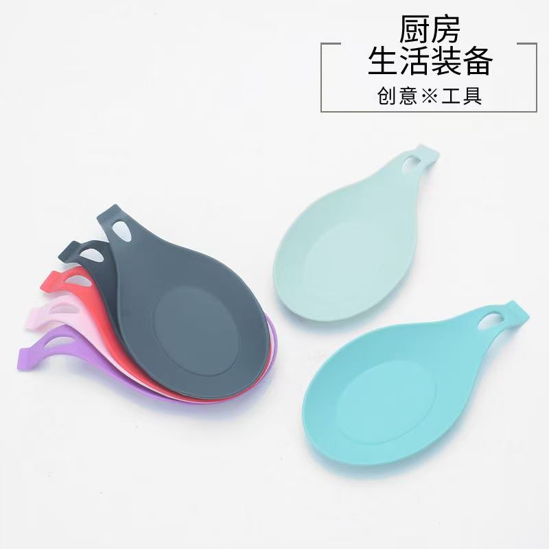 High-temperature resistant silicone kitchen tool rest mat, home soup spoon and spatula rest, anti-spill counter mat