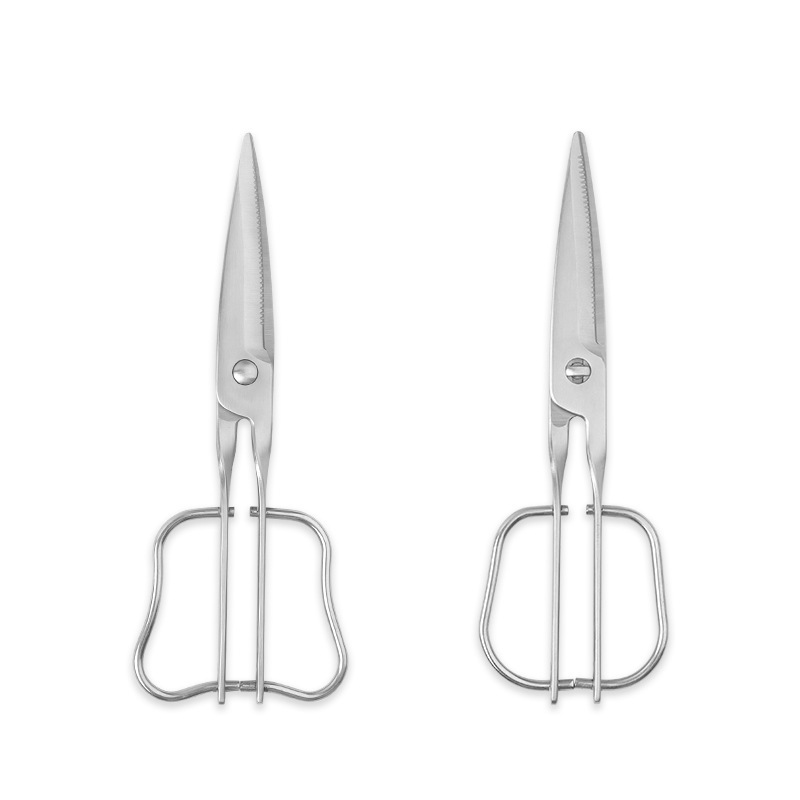 Stainless Steel Kitchen Scissors Full Steel Wire Handle Multifunctional Household Scissors Detachable Food Scissors Tool