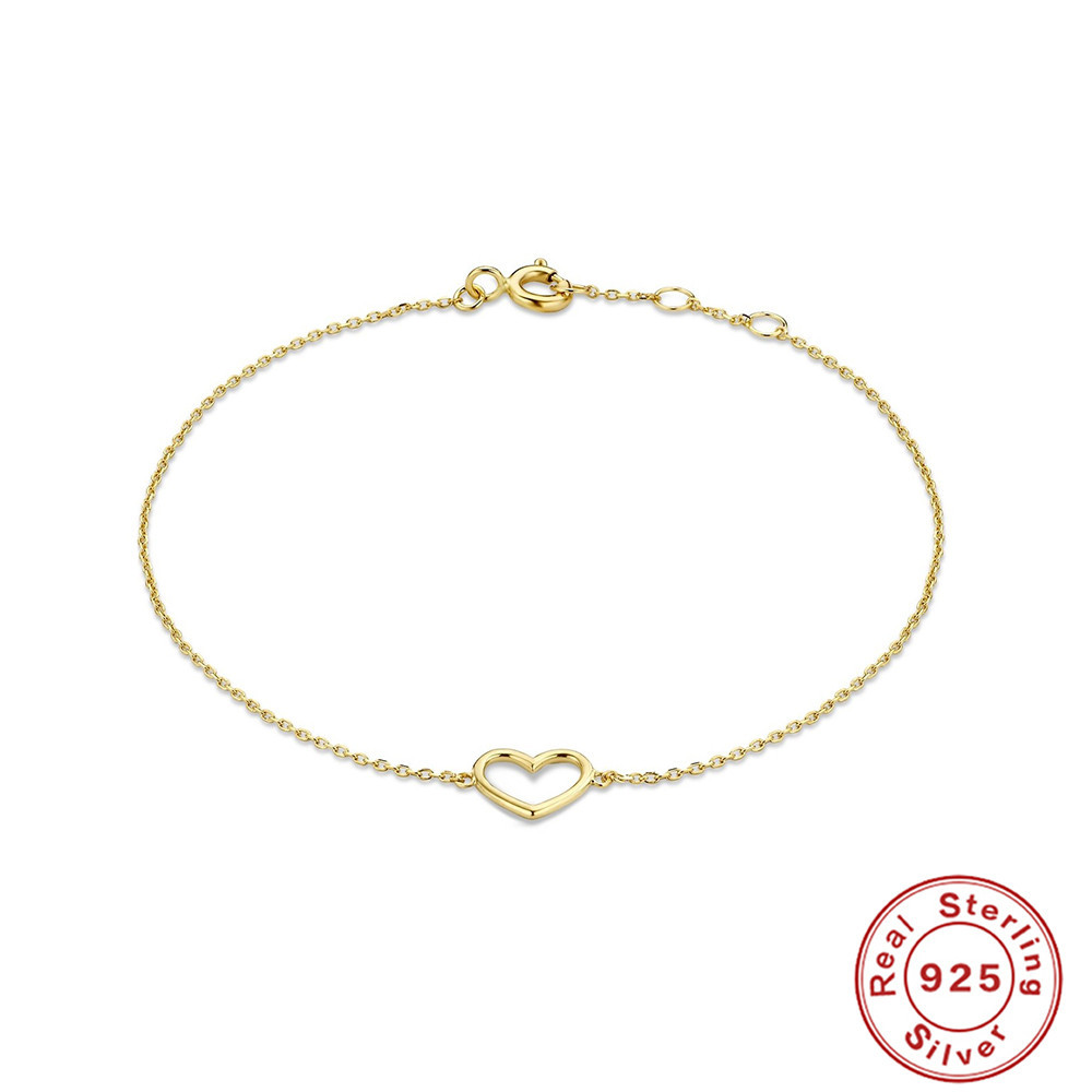 S925 sterling silver single diamond heart bracelet women's diamond-set accessories niche bracelet