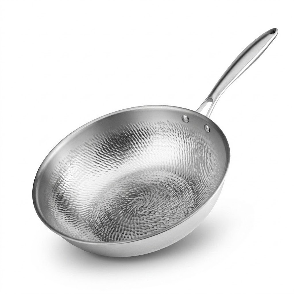 German pure titanium pot fish scale hammer pattern no coating non-stick pan household induction cooker not easy to stick titanium flat frying pan