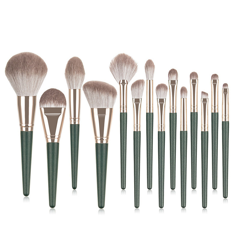 14-piece green cloud makeup brush set ultra-soft beginner full set powder brush foundation brush makeup tool