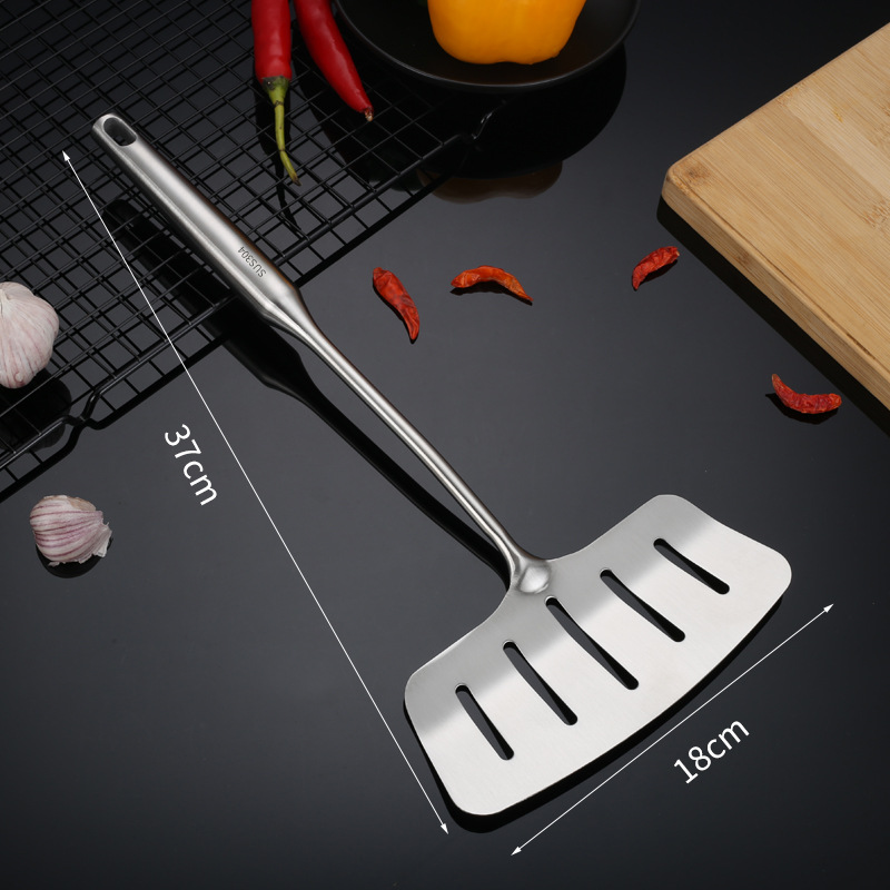 304 stainless steel fish spatula wooden handle oil strainer slotted spatula wide frying fish turner fish turner frying steak slotted spatula