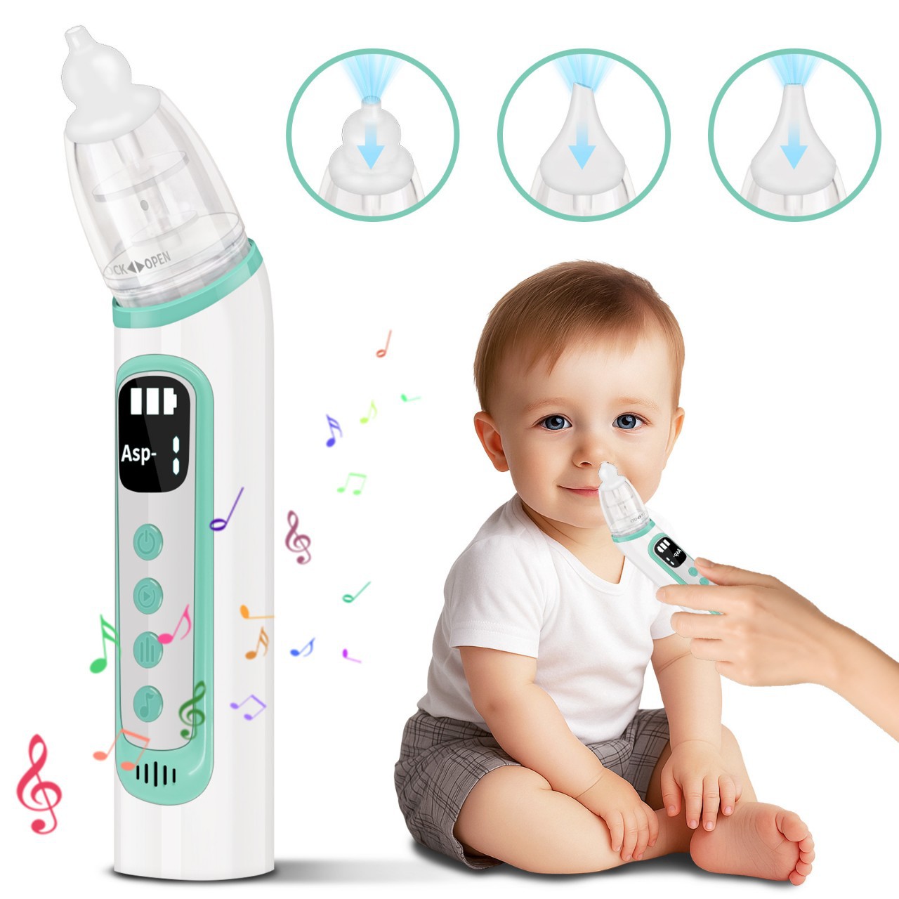 Electric nasal aspirator baby three gear suction household baby nose clearing music cleaning