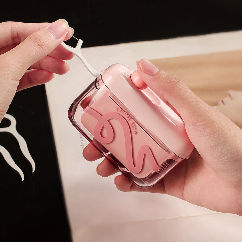 Patent Square Dopamine Dental Floss Box Portable Dental Floss Stick Clean Teeth Gap Automatic Dental Floss Automatic Pop Up Dental Floss Box