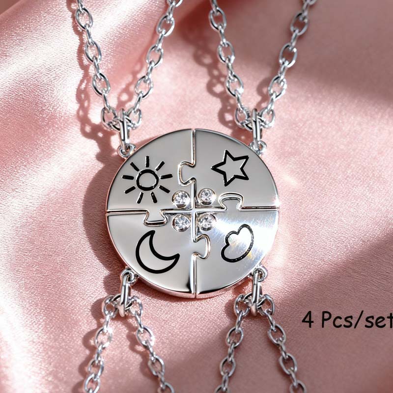 Sun Moon Stars Split Necklace for Best Friend froever Good Friends BFF Heart Split Necklace
