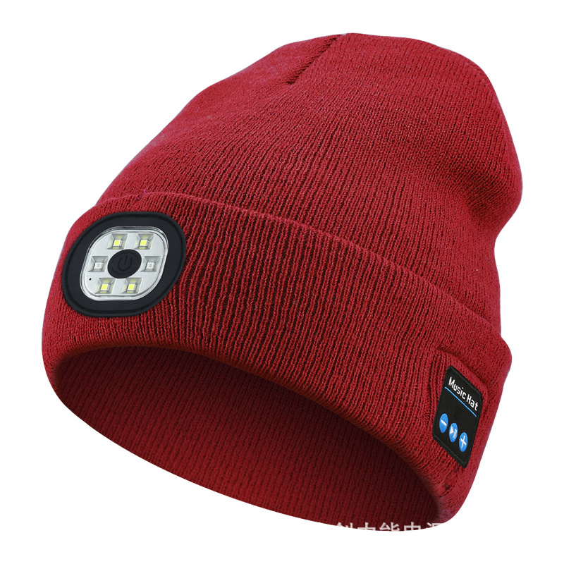 Multifunctional Glowing Bluetooth Music Headphone Lamp Hat Night Running Cycling LED Lighting Knitted Hat