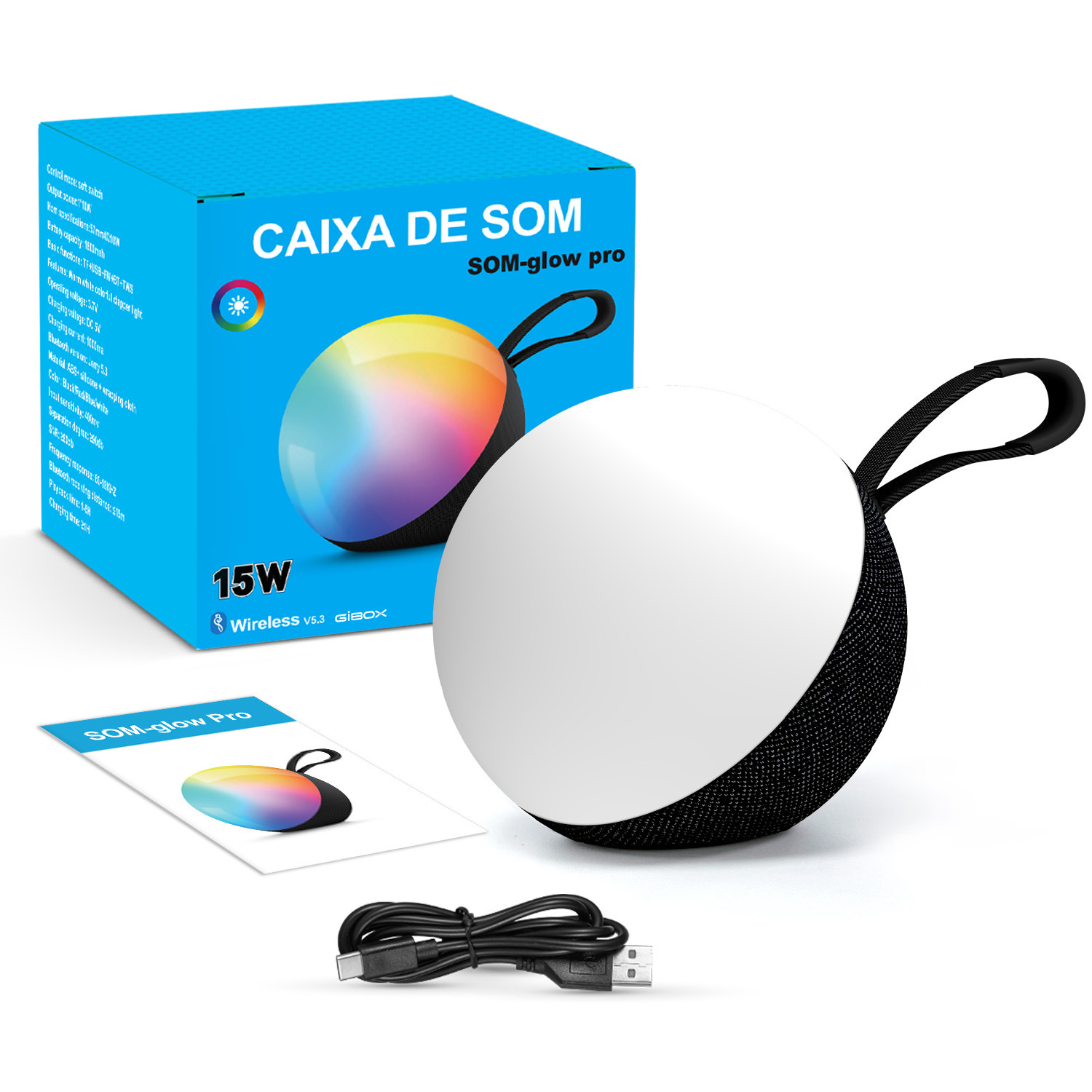 2026 New Spherical Wireless Bluetooth Speaker with Light Fabric Outdoor Desktop Mini Sound