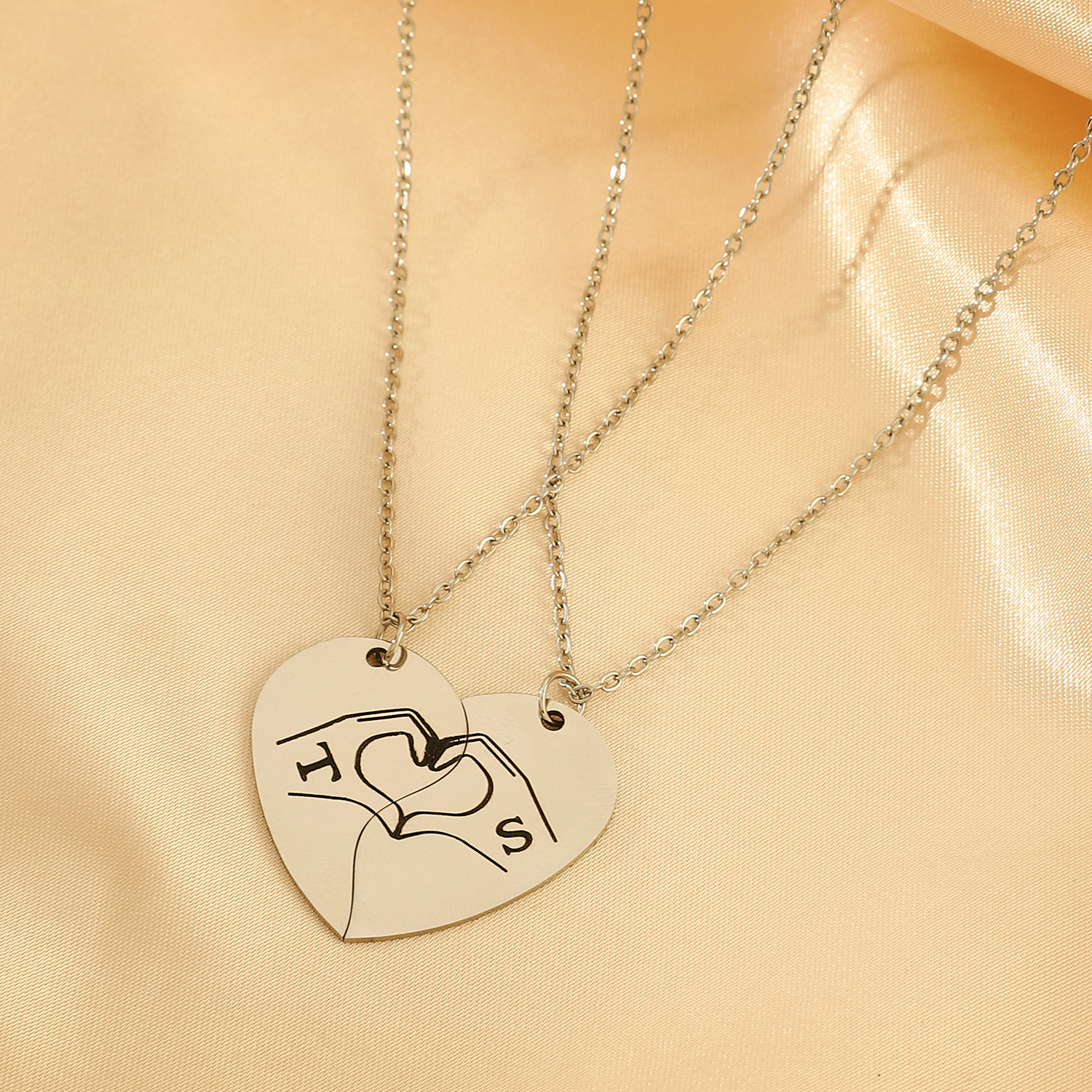 New Star Moon Sun Three-Piece Set Best Friends Girlfriends Alloy Diamond Inlay Two-Piece Necklace