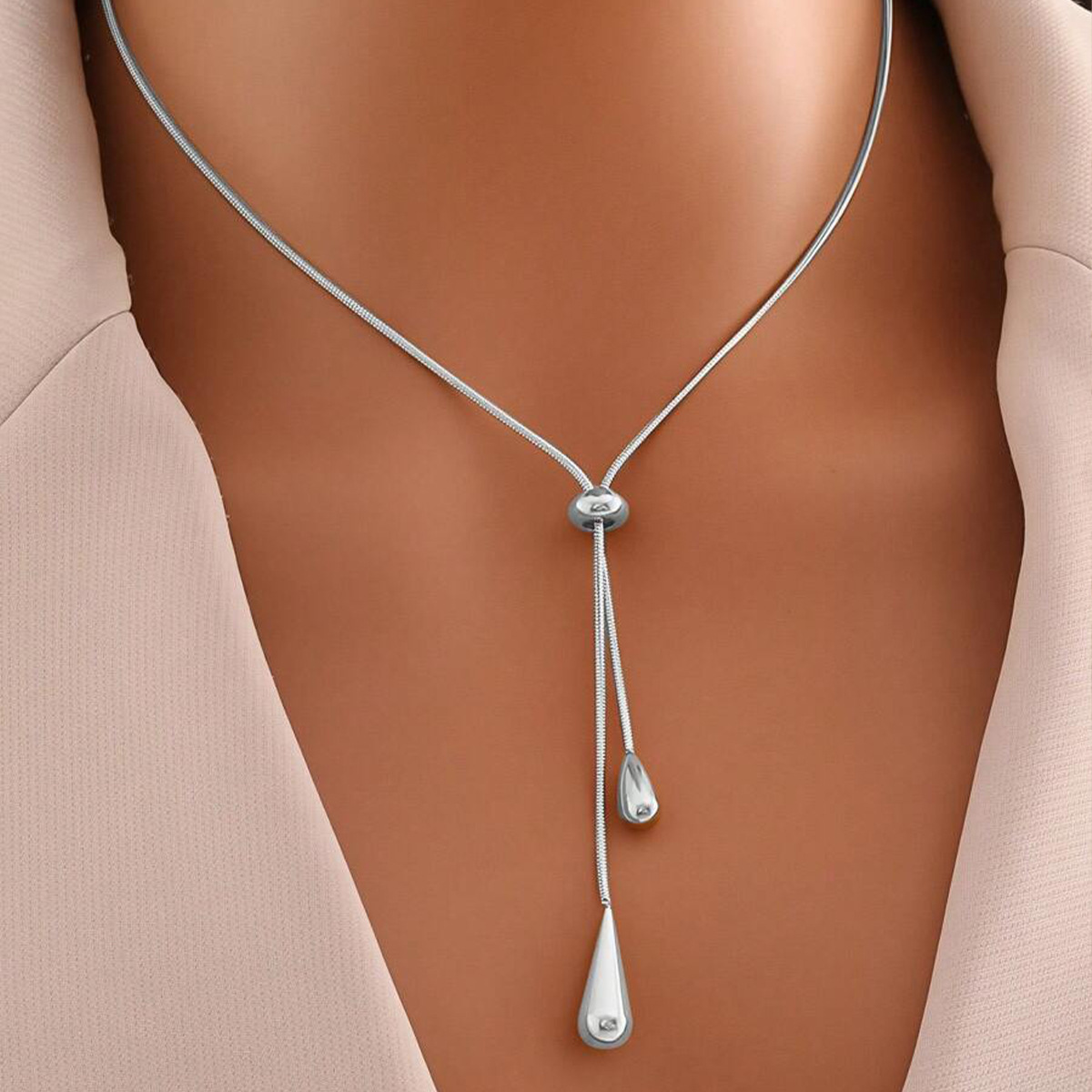 Teardrop Tassel Necklace Women Simple Niche Sweater Chain Long Pull Design Accessories
