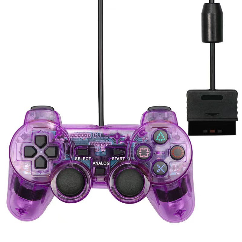 PS2 game controller snowflake buttons dual motor dual vibration transparent colorful P2 controller