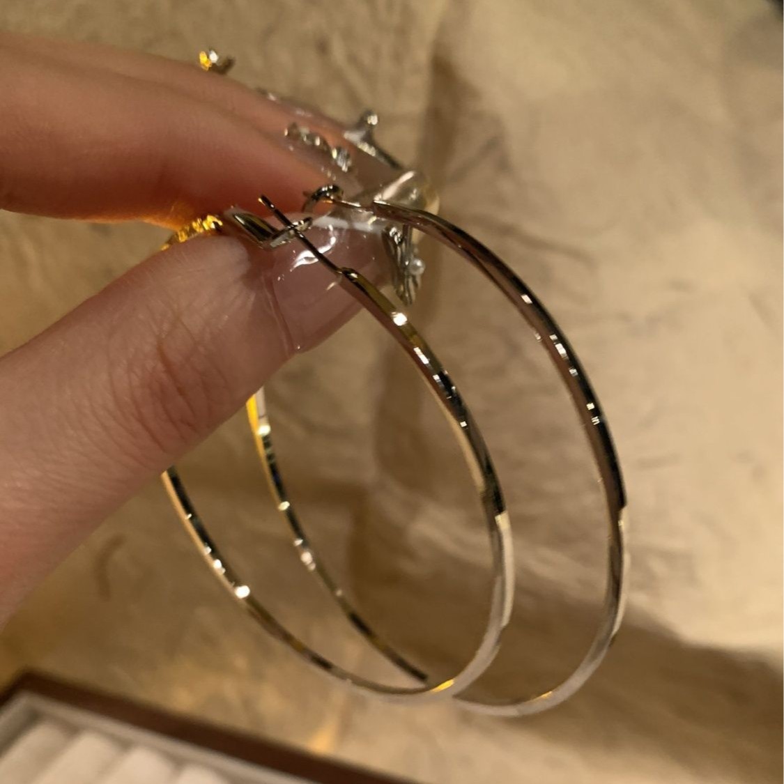 Large Hoop Earrings Women Round Ear Hoops Circle Earrings Sterling Silver Ear Pin Ear Drops
