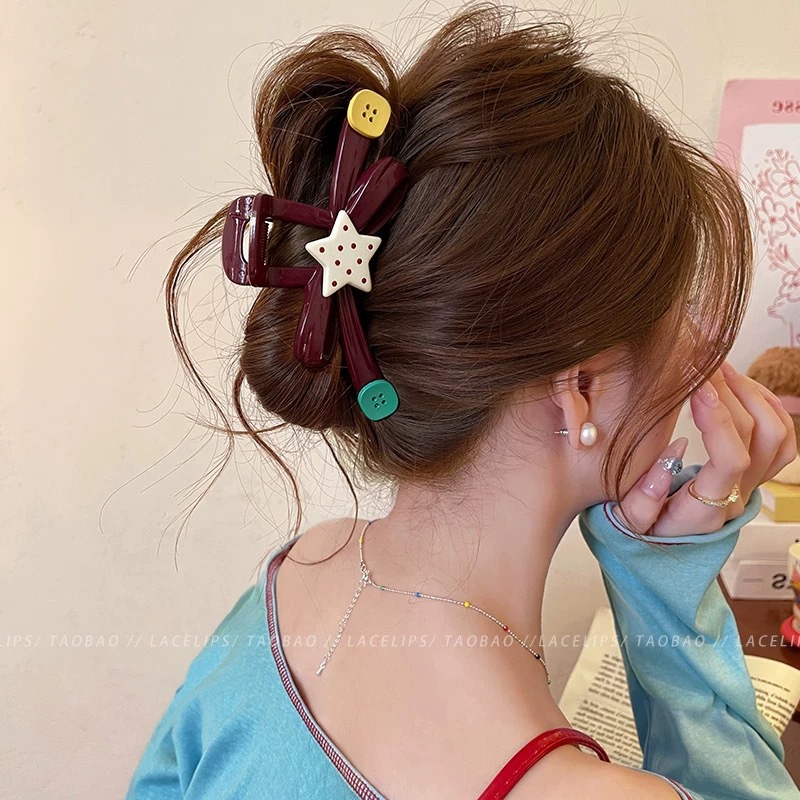 Unique beautiful claw clip for women large size for thick hair delicate back of head bun shark clip hair accessory