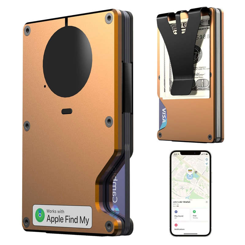 New Metal Money Clip Built-in Apple Find My Locator Chip Anti-Loss Card Clip Metal Wallet