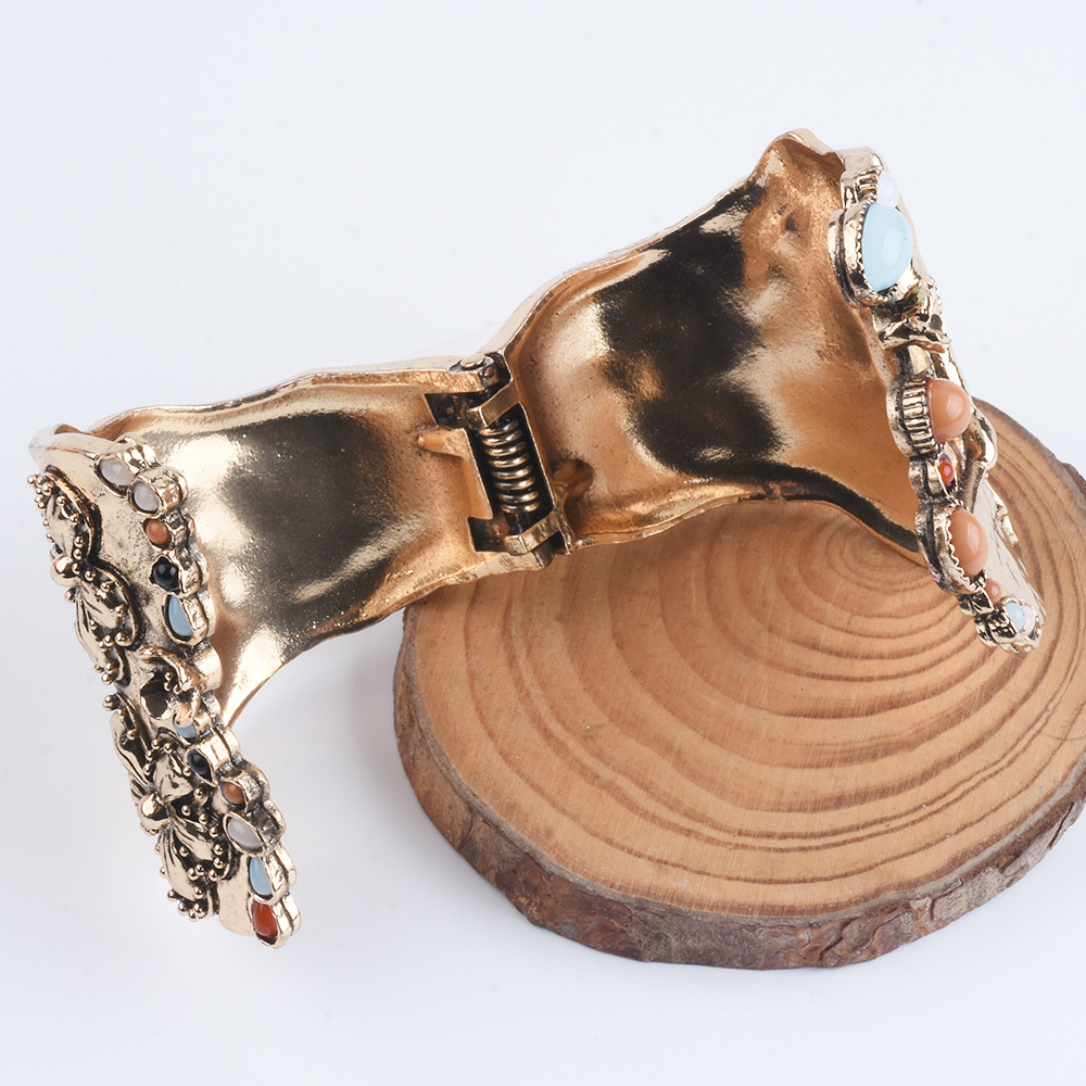 ZA big brand gold alloy bracelet spring diamond bangle bracelet