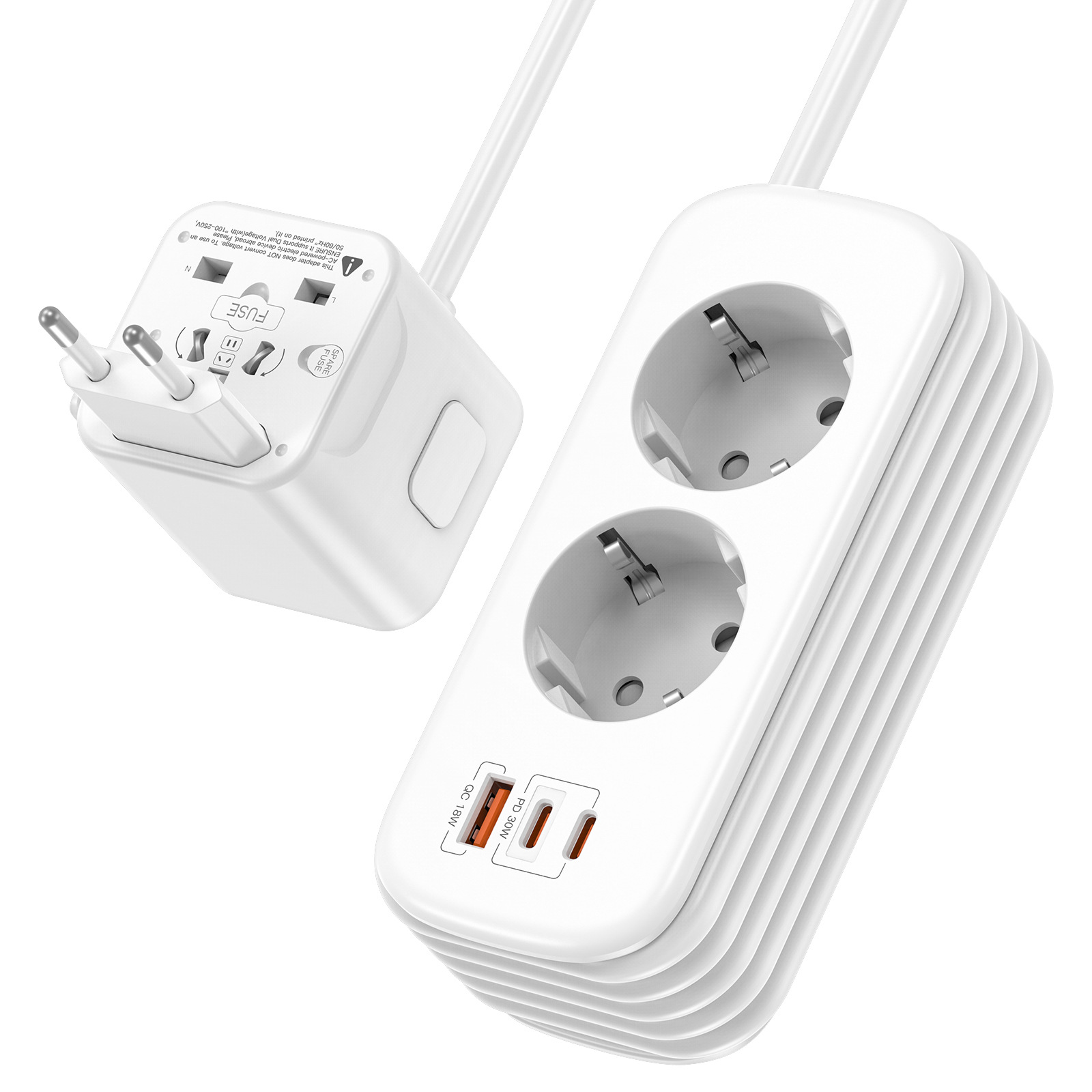 New Multi-country Travel Retractable Extension Cord Portable European Standard Travel Adapter Plug with Cord Power Strip