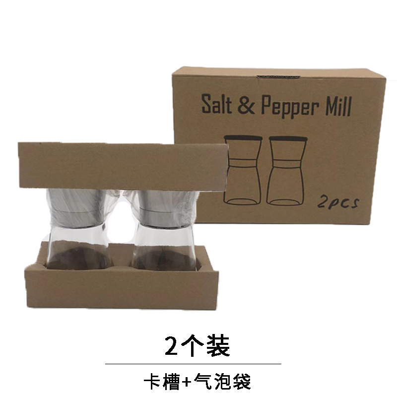 304 stainless steel pepper grinder household Sichuan pepper sea salt grinding bottle glass seasoning bottle manual grinder