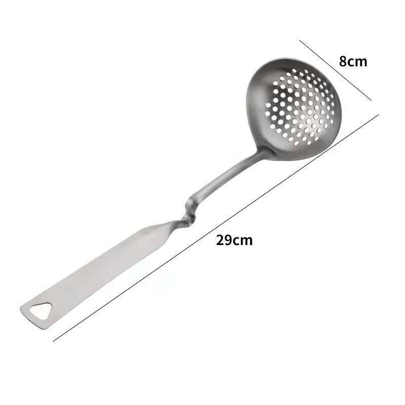 304 stainless steel wall-mounted household spoon, kitchen utensil spoon thickened, hangable hot pot oil filter soup spoon, slotted spoon, oil separation spoon