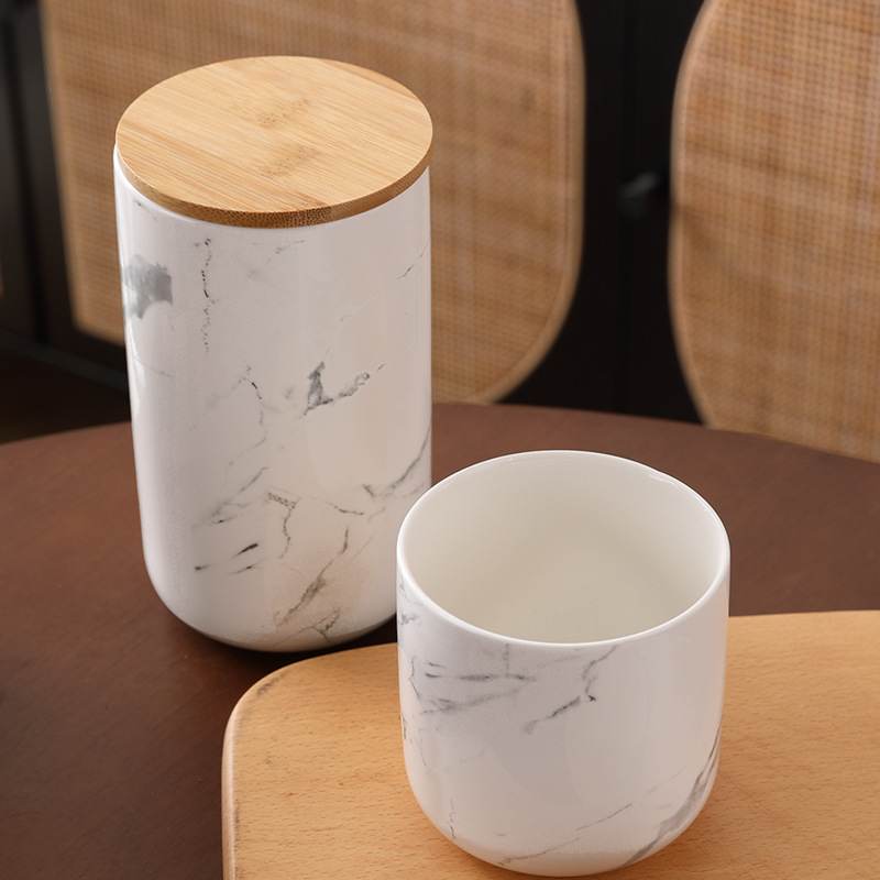 Nordic ceramic airtight jar kitchen grain storage jar food storage jar candy jar coffee tea canister airtight box