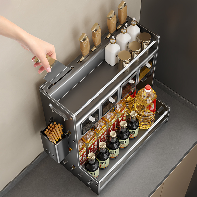 No-installation Kitchen Multi-layer Storage Rack Multifunctional Home Chopstick Knife Rack Seasoning Rack Storage Floor-standing