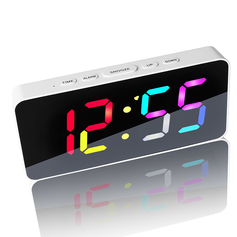 LED Digital Alarm Clock Silent Mirror Clock Multi-function Night Light Electronic Clock Lazy Clock Snooze Function