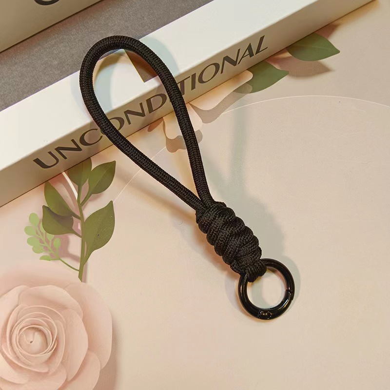 Color-block knot short woven phone lanyard keychain detachable anti-loss hanging rope 12CM