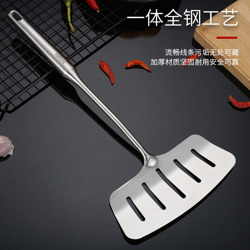 304 stainless steel fish spatula wooden handle oil strainer slotted spatula wide frying fish turner fish turner frying steak slotted spatula