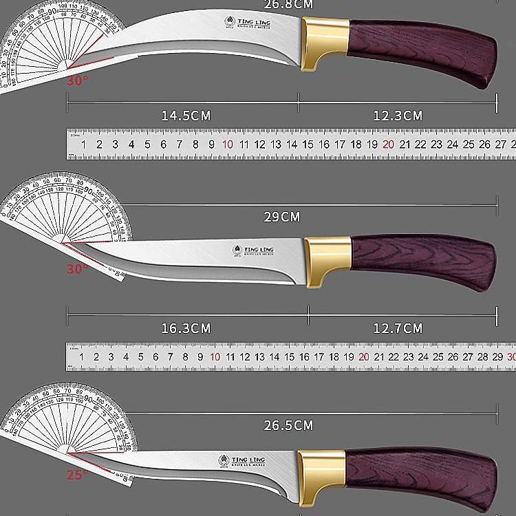 Scraping knife, meat trimming knife, sharp stainless steel pointed knife, boning knife, curved knife, commercial pig slaughter knife, skinning knife, butchering