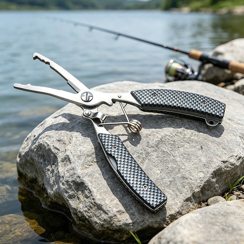 Stainless Steel Fishing Pliers Textured Fishing Pliers Outdoor Camping Portable Fishing Tool Line Scissors