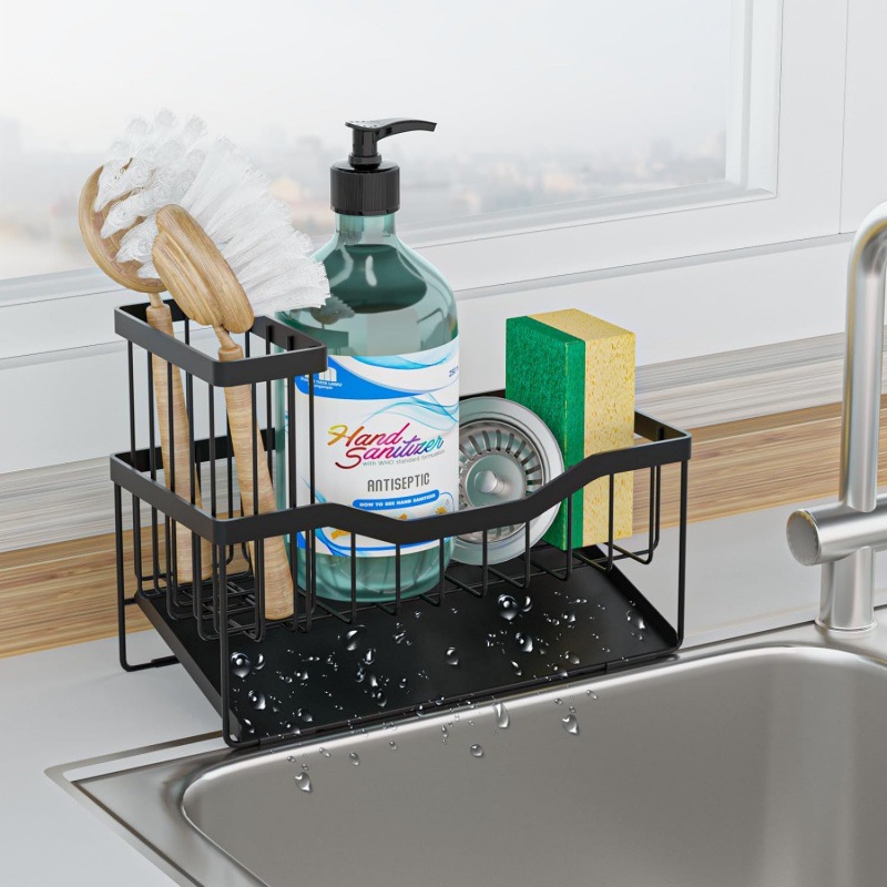 Draining basket, kitchen storage rack, sink organizer, stainless steel countertop, dishcloth, steel wool, sponge draining rack