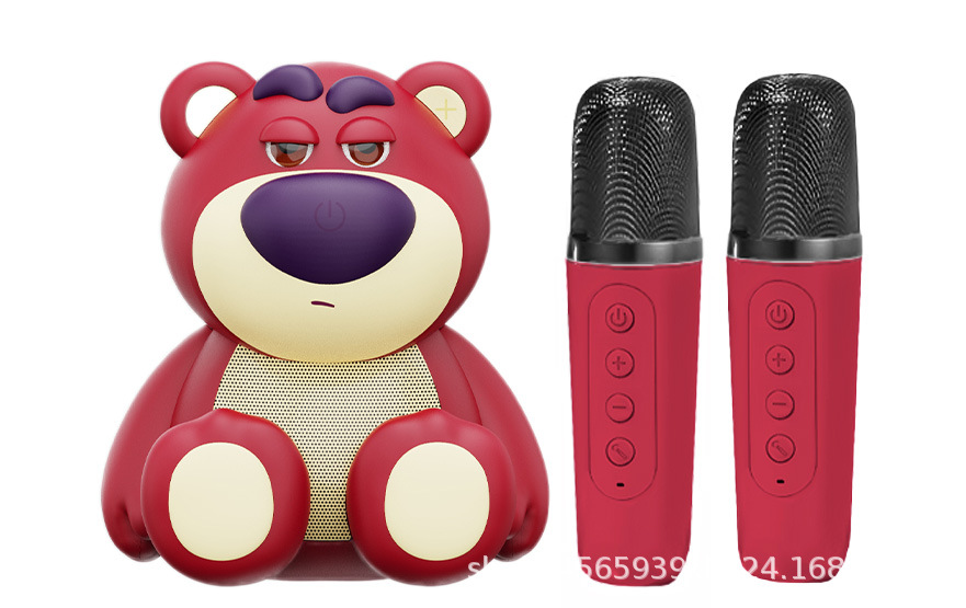 Original Strawberry Bear Wireless Bluetooth KTV Microphone Variable Voice Practical Speaker Children's Day Birthday Gift