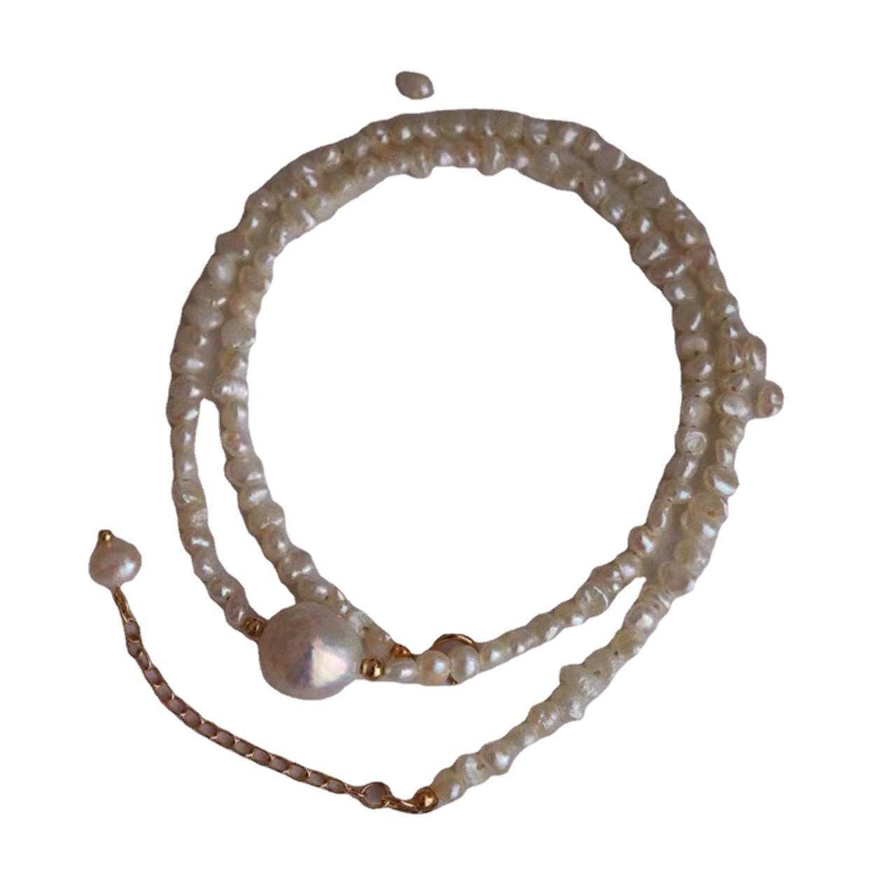 'Wrinkle' minimalist design natural freshwater pearl necklace colorful baroque millet niche锁骨链 for women